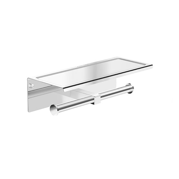 CONCEPT ROUND DOUBLE TISSUE HOLDER WITH SHELF 280MM CHROME