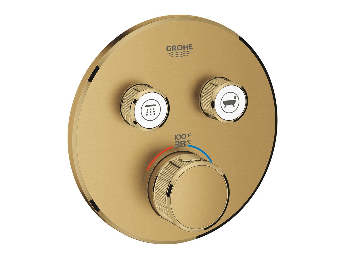 SMART CONTROL THERMOSTATIC MIXER, 2 FUNCTION ROUND BRUSHED COOL SUNRISE
