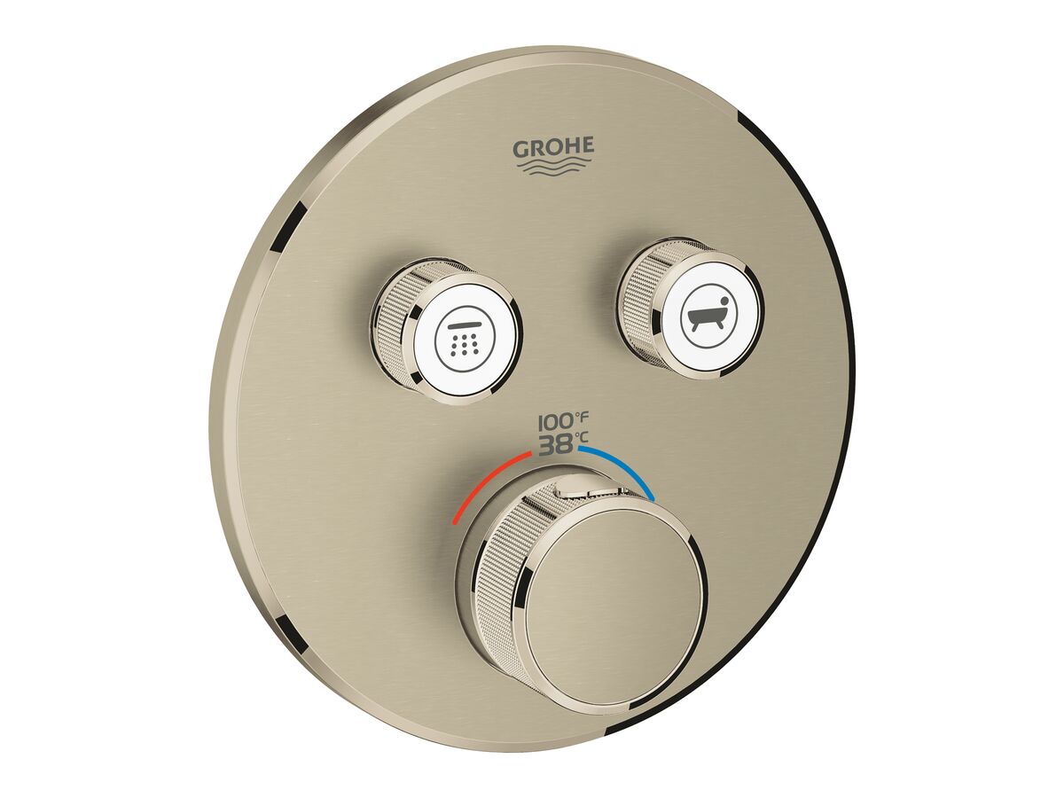 SMART CONTROL THERMOSTATIC MIXER, 2 FUNCTION ROUND BRUSHED NICKEL