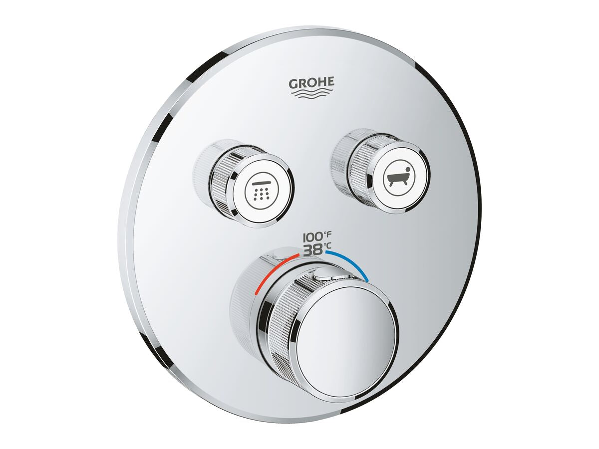 SMART CONTROL THERMOSTATIC MIXER, 2 FUNCTION ROUND CHROME