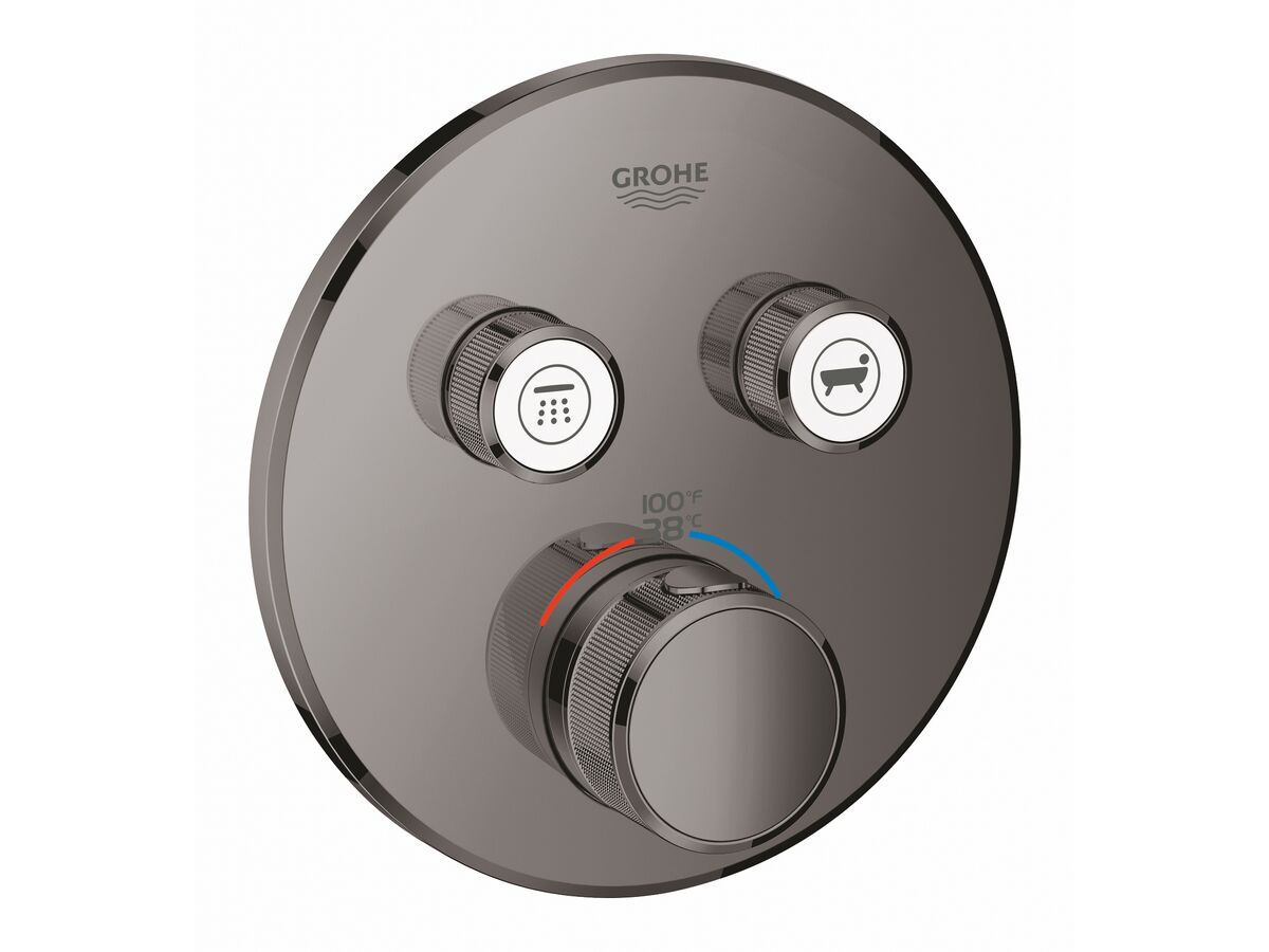 SMART CONTROL THERMOSTATIC MIXER, 2 FUNCTION ROUND HARD GRAPHITE
