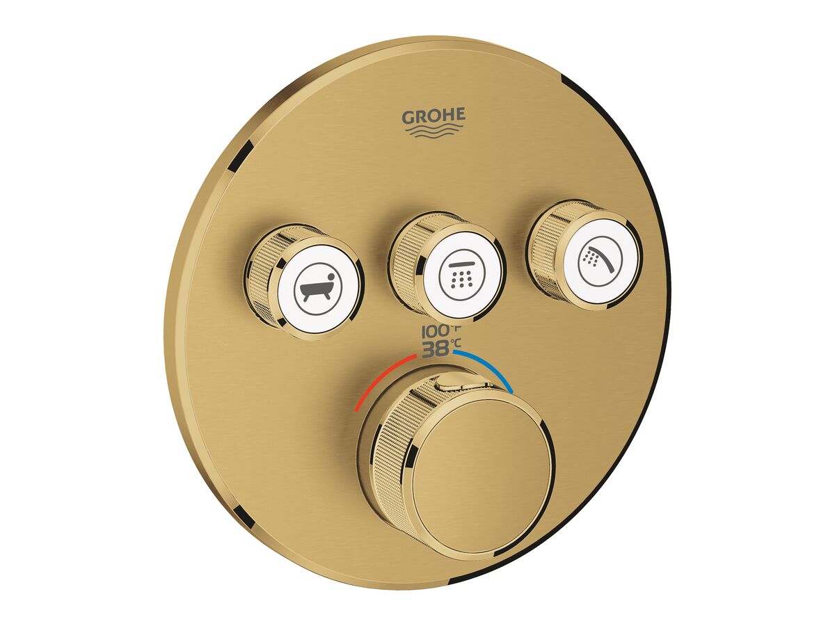 SMART CONTROL THERMOSTATIC MIXER, 3 FUNCTION ROUND BRUSHED COOL SUNRISE