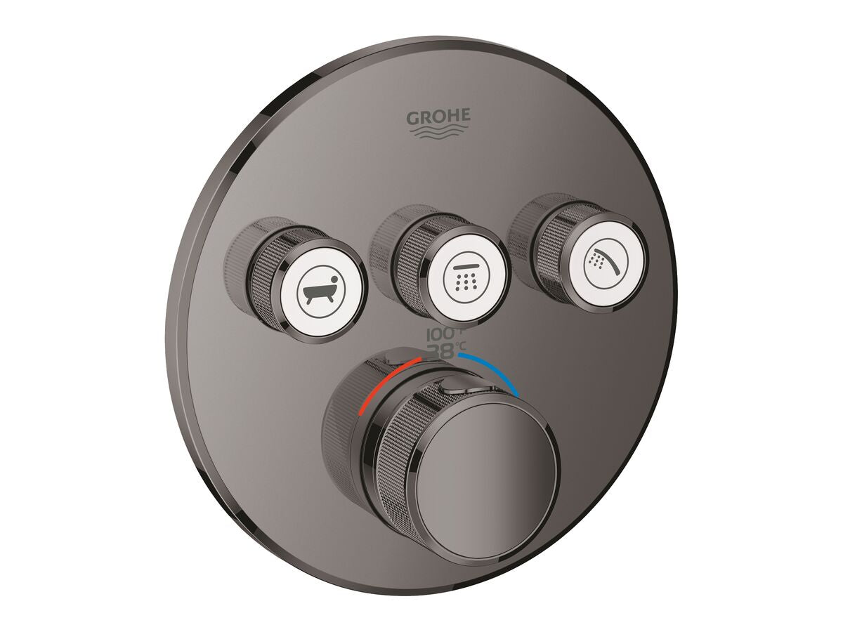 SMART CONTROL THERMOSTATIC MIXER, 3 FUNCTION ROUND HARD GRAPHITE
