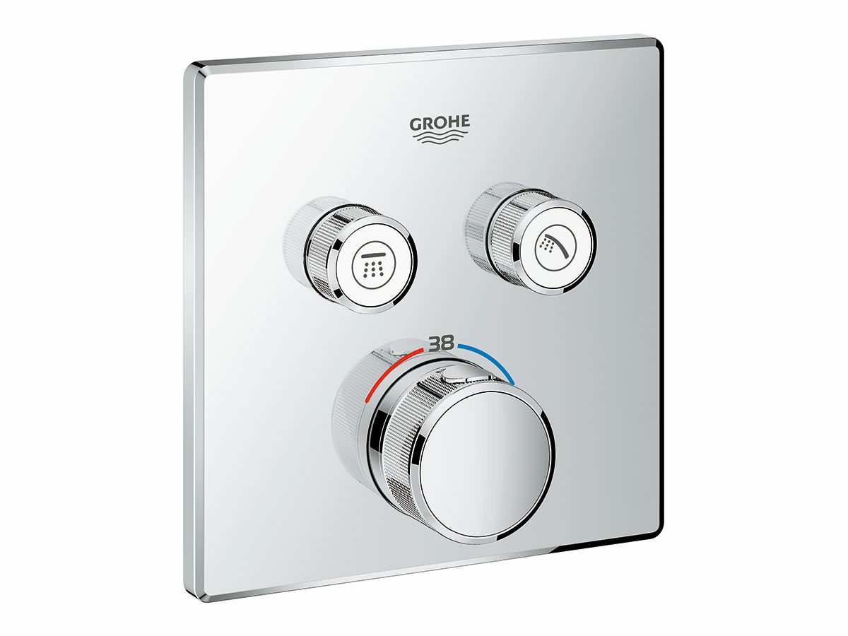 SMART CONTROL THERMOSTATIC MIXER, 2 FUNCTION SQUARE CHROME